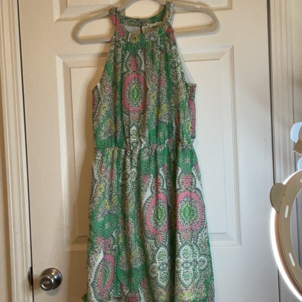 Jade Green and Pink Patterned Garment